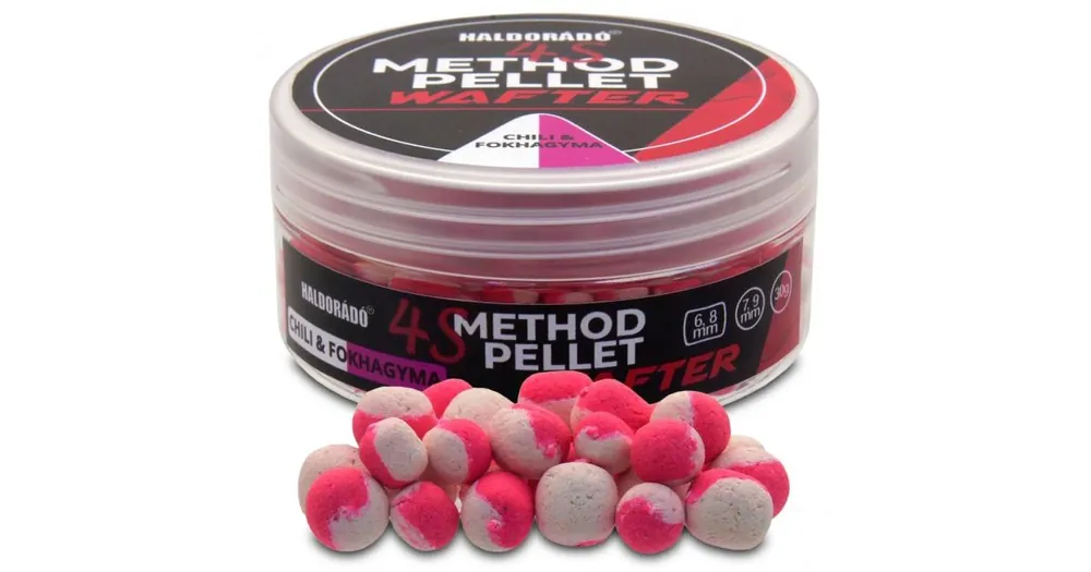 Cenový Hit Haldorádó Pelety 4S Method Pellet Wafters 30g 6+8mm/7+9mm Chilli-Česnek