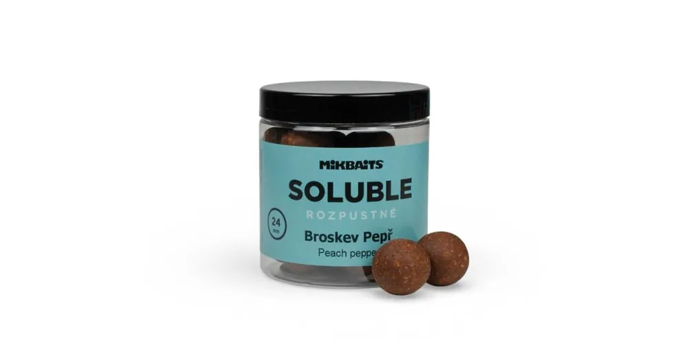 Mikbaits Rozpustné boilies Broskev Pepř 250ml 24mm Cenový Hit