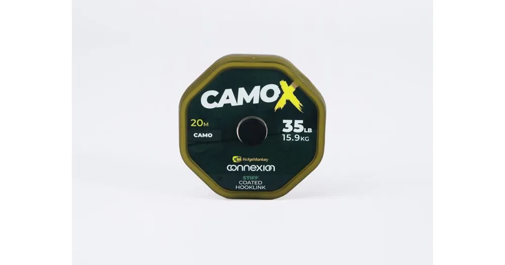 RidgeMonkey Šňůrka Connexion CamoX Stiff Coated Hooklink 20m 35lb Vysoce Kvalitní