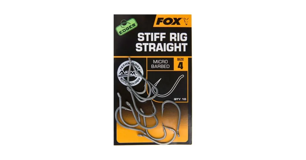 FOX Háček Edges Armapoint Stiff Rig Straight Velikost 4 10ks Autentický
