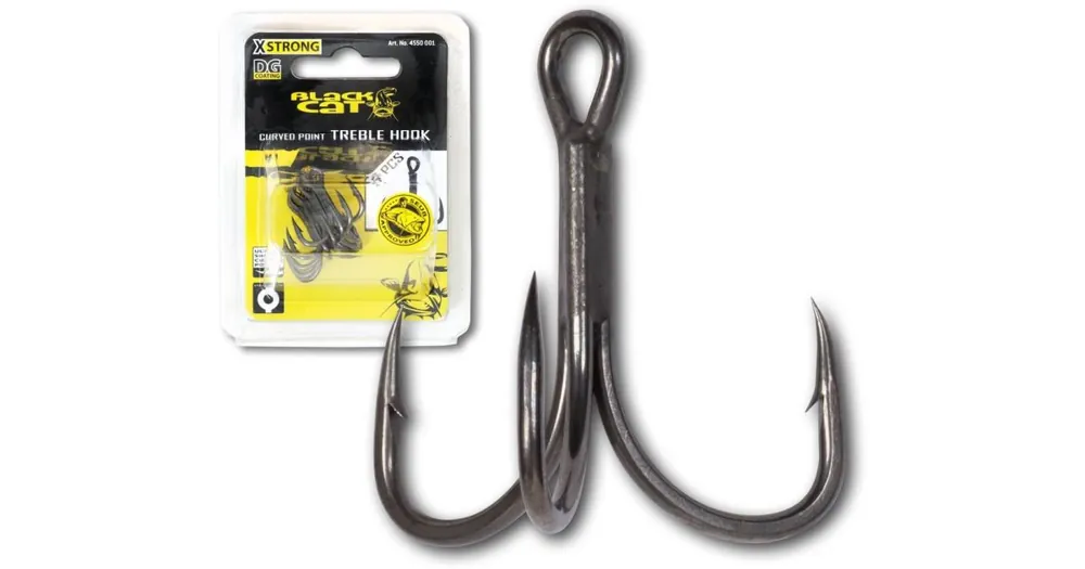 Aktuální Black Cat Trojháček Curved Point Treble Hook DG Velikost #2/0 5ks