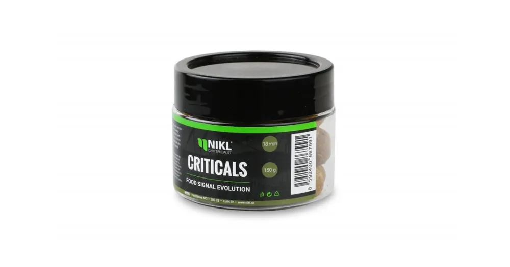 Vysoce Kvalitní Nikl Criticals Boilie Food Signal 150g 18mm