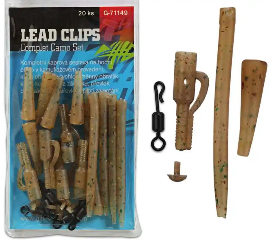 Víkendová Akce GF kompletní sada na boční olovo Lead Clips Complet Camo Set 5ks
