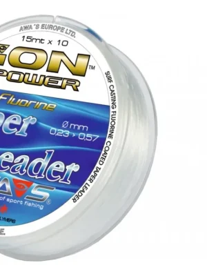 Značkový ION POWER FLUORINE TAPER LEAD. 15mt x 10 leaders 0,26mm to 0,57mm 10 spools pack