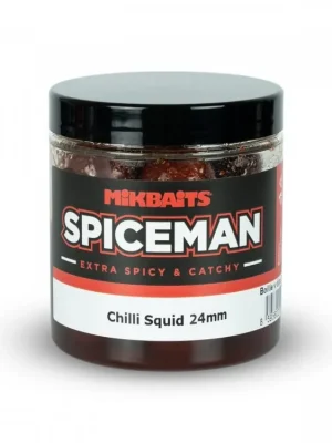 Vysoce Kvalitní Mikbaits Spiceman Boilie v Dipu - Chilli/Squid - 24mm/250ml