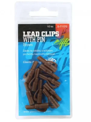 Sleva GIANTS FISHING ZÁVĚS NA BOČNÍ OLOVO LEAD CLIP WITH PIN BROWN/10KS