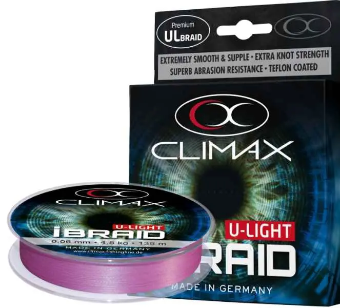 Pletená šňůra Climax iBraid U-Light fluo-fialová 135m Průměr: 0,06mm / 4,5kg Top Prodej
