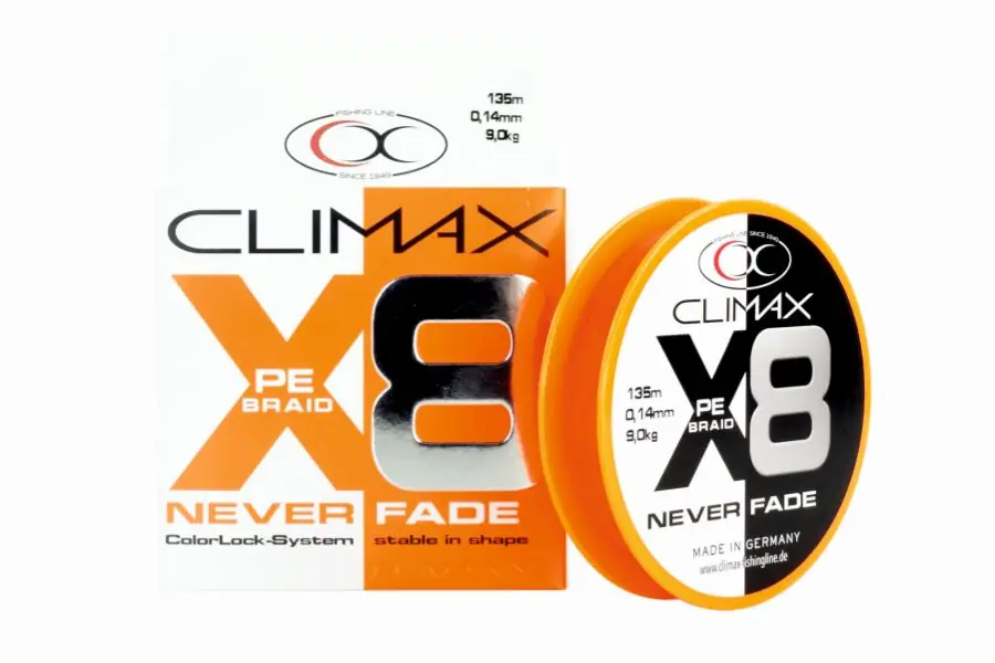 Šňůra Climax Never Fade 8x vláken oranžová 135m Průměr: 0,10mm Odeslání Ihned