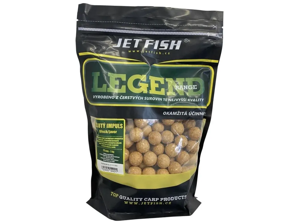 Must-Have Jet Fish Legend Range boilie 250g - 20mm - ŽLUTÝ IMPULS - OŘECH / JAVOR